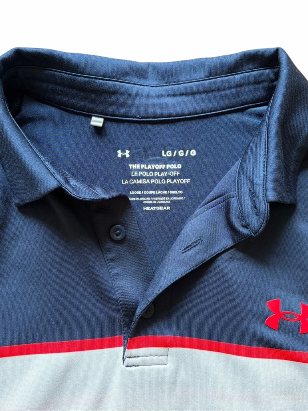 Under Armour Men’s Navy and White Polo Playoff Short sleeve Sz L - Picture 4 of 4